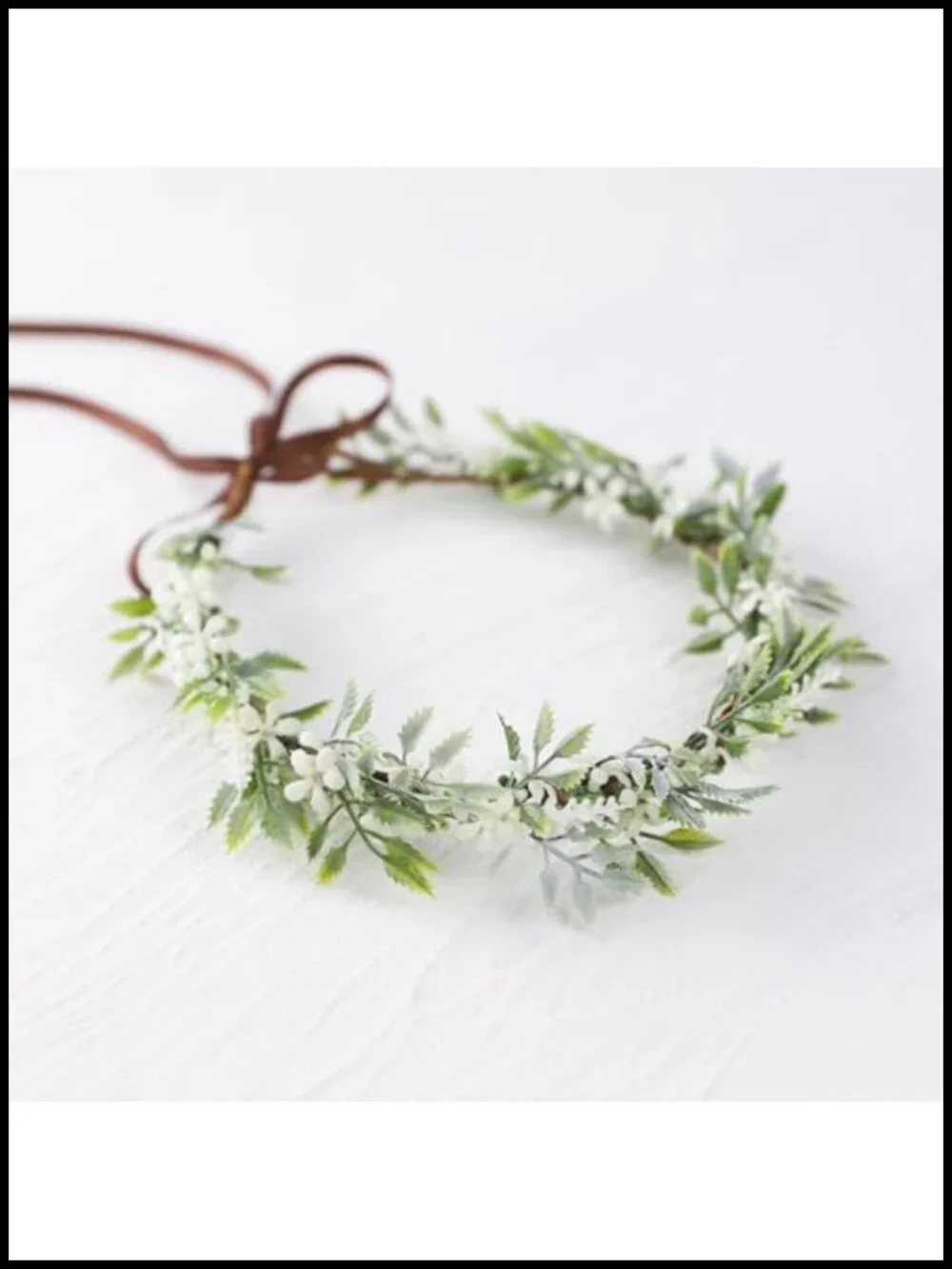Boho Flower Crown Headband Handmade Green Leaf Floral Bridal Headpiece